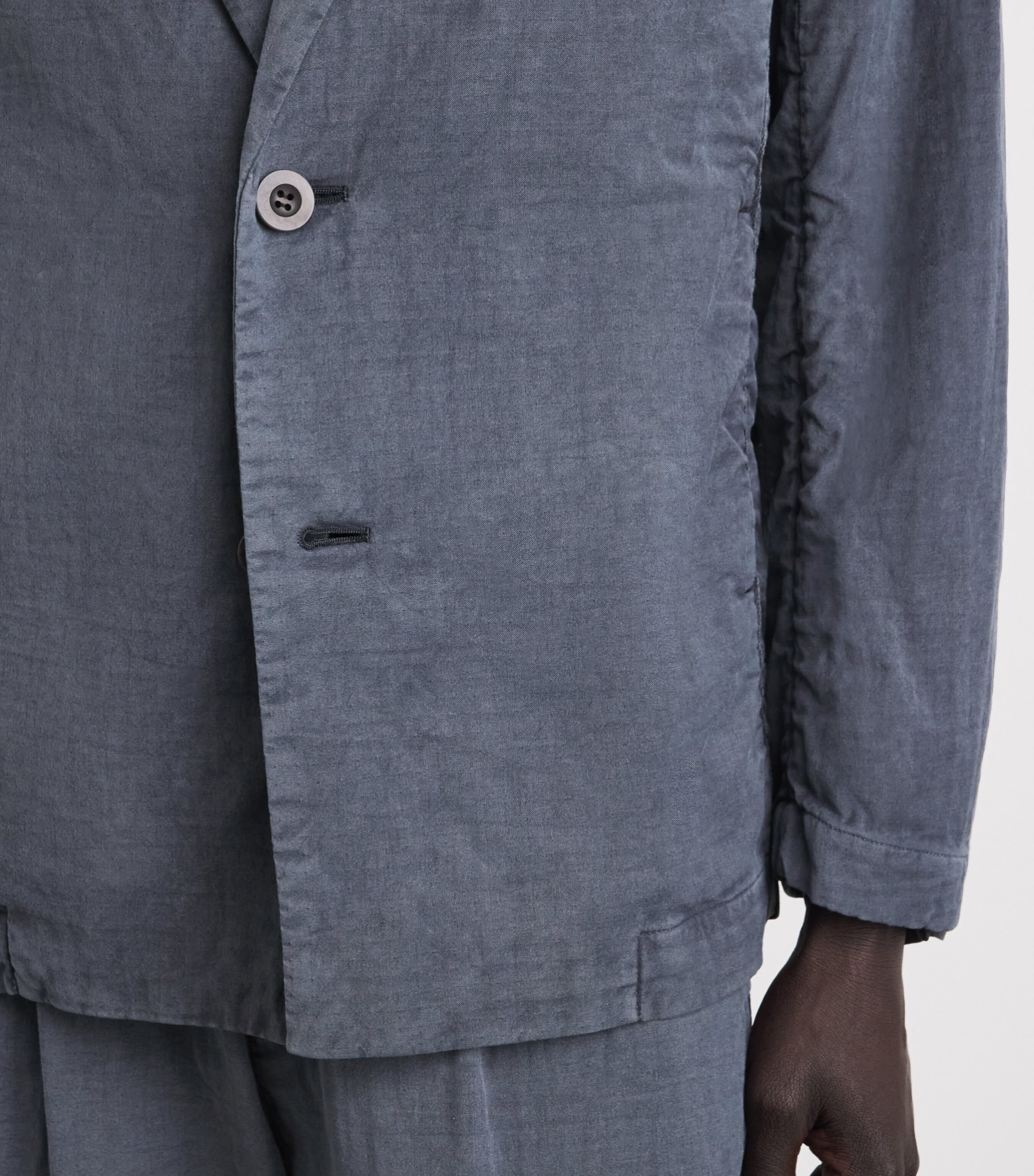 IM MEN Mens Cotton Pigment-Dyed Blazer Charcoal Gray Image 3