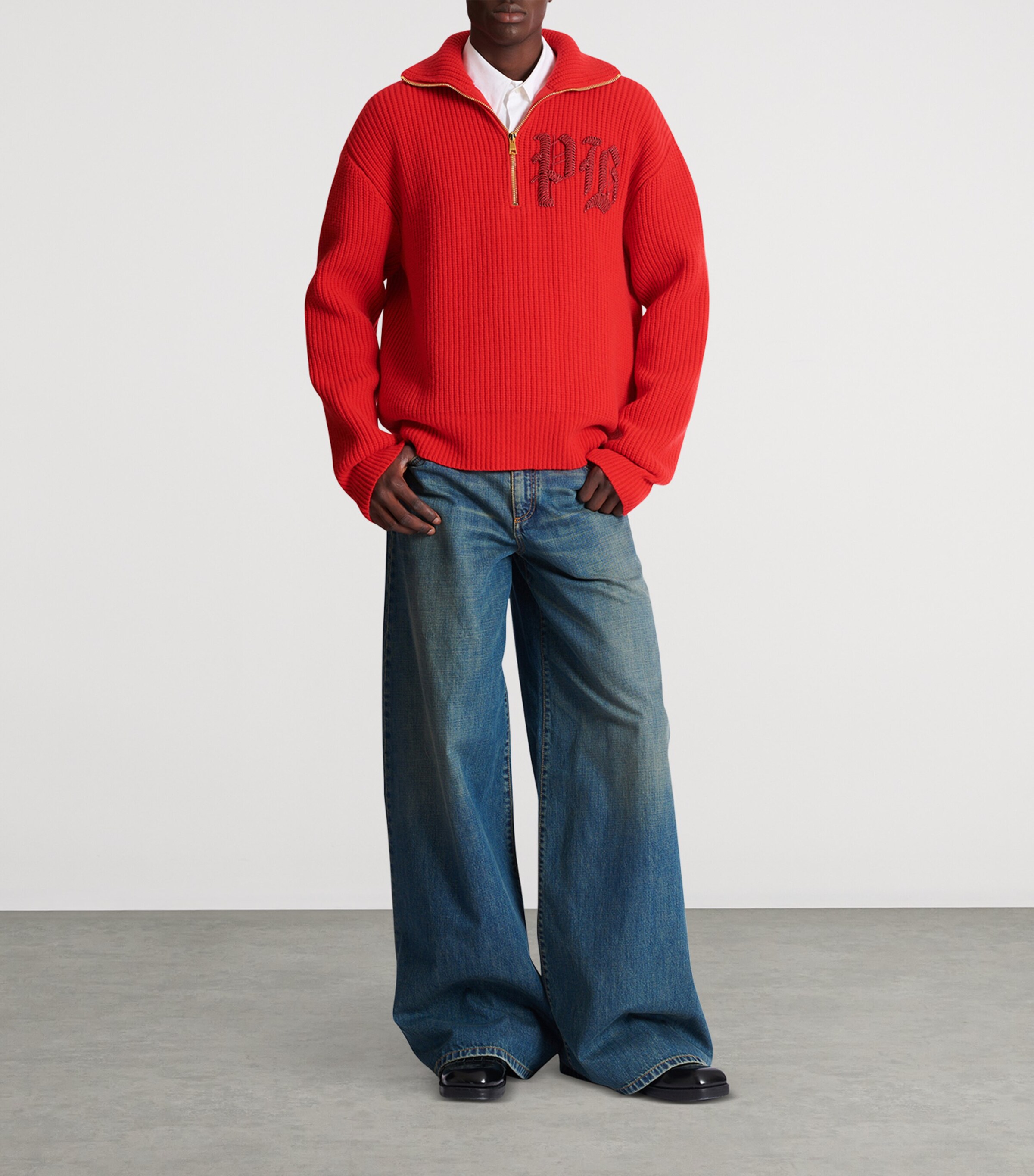 Virgin Wool Half-Zip Sweatshirt 3AC ROUGE Image 7