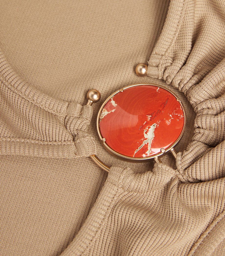 Mineral Stone-Detail Cut-Out T-Shirt SAND Image 5