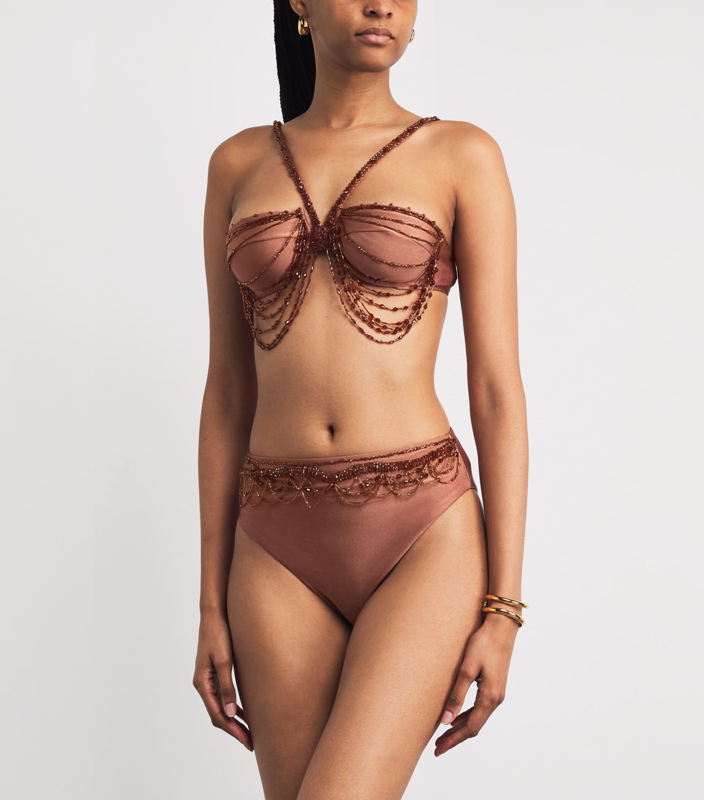 Embellished Halterneck Bikini Top COPPER Image 2