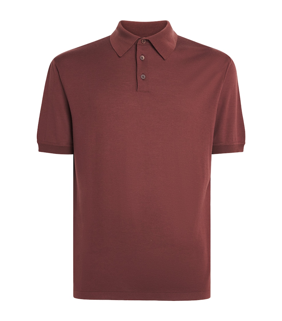 Colombo Mens Kid Wool Polo Shirt Wine Image 1