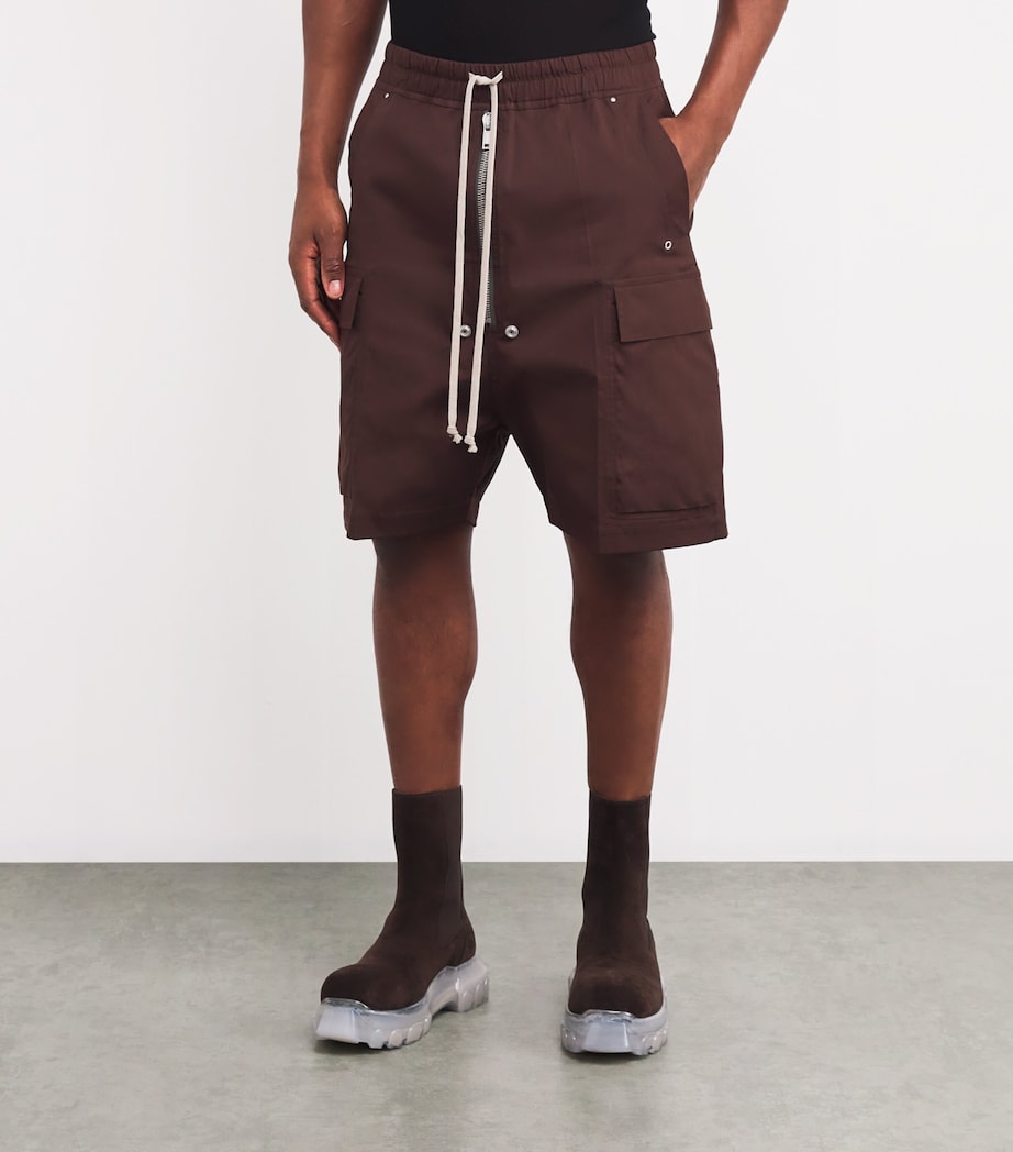 Rick Owens Mens Stretch-Cotton Cargobela Shorts Image 3