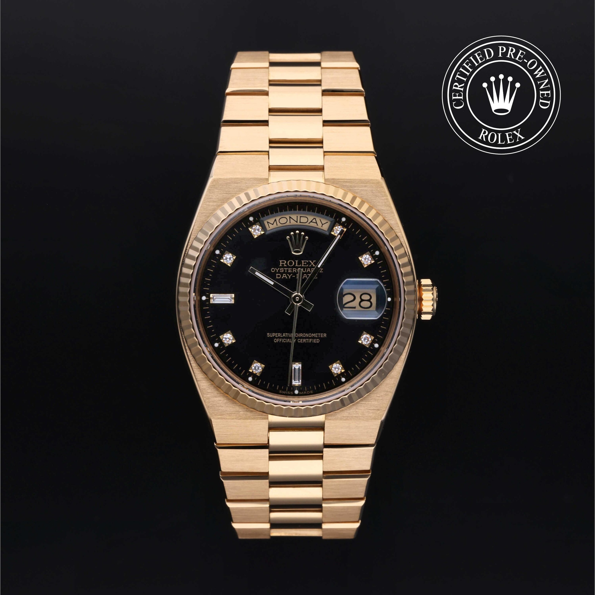 Rolex Certified Pre-Owned Day-Date Blk Diamond Dial