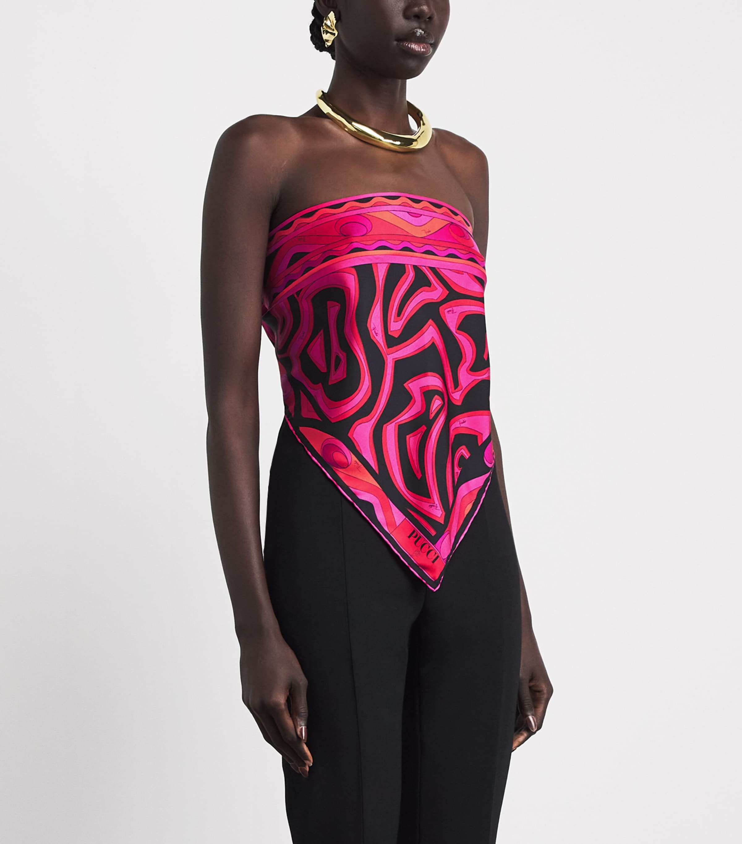 PUCCI Womens Silk Printed Bandeau Top Image 4