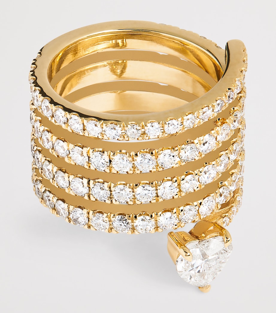 Yellow Gold and Diamond Swirl Pinky Ring YELLOW GOLD Image 4