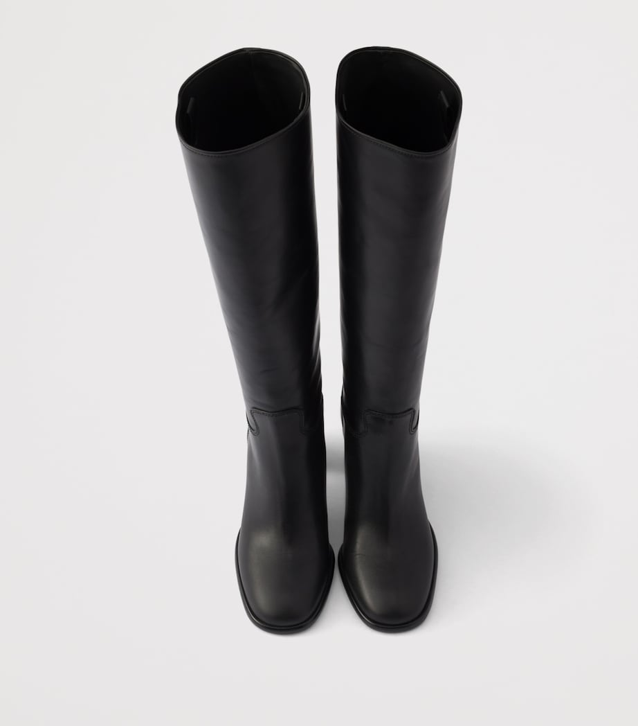 Prada Leather Knee-High Boots 85 Black Image 3