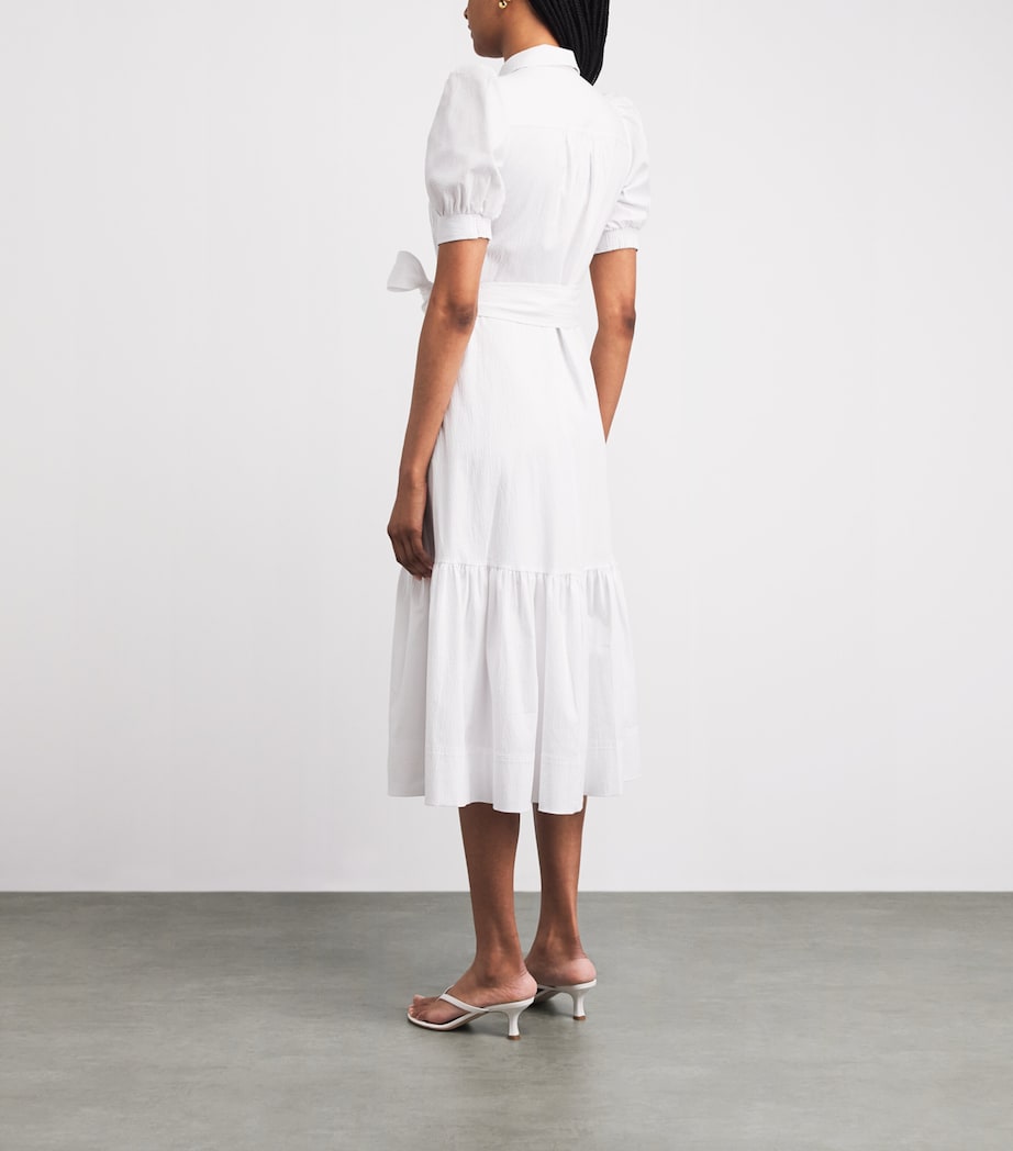ME+EM Womens Seersucker Midi Shirt Dress Soft White Image 4