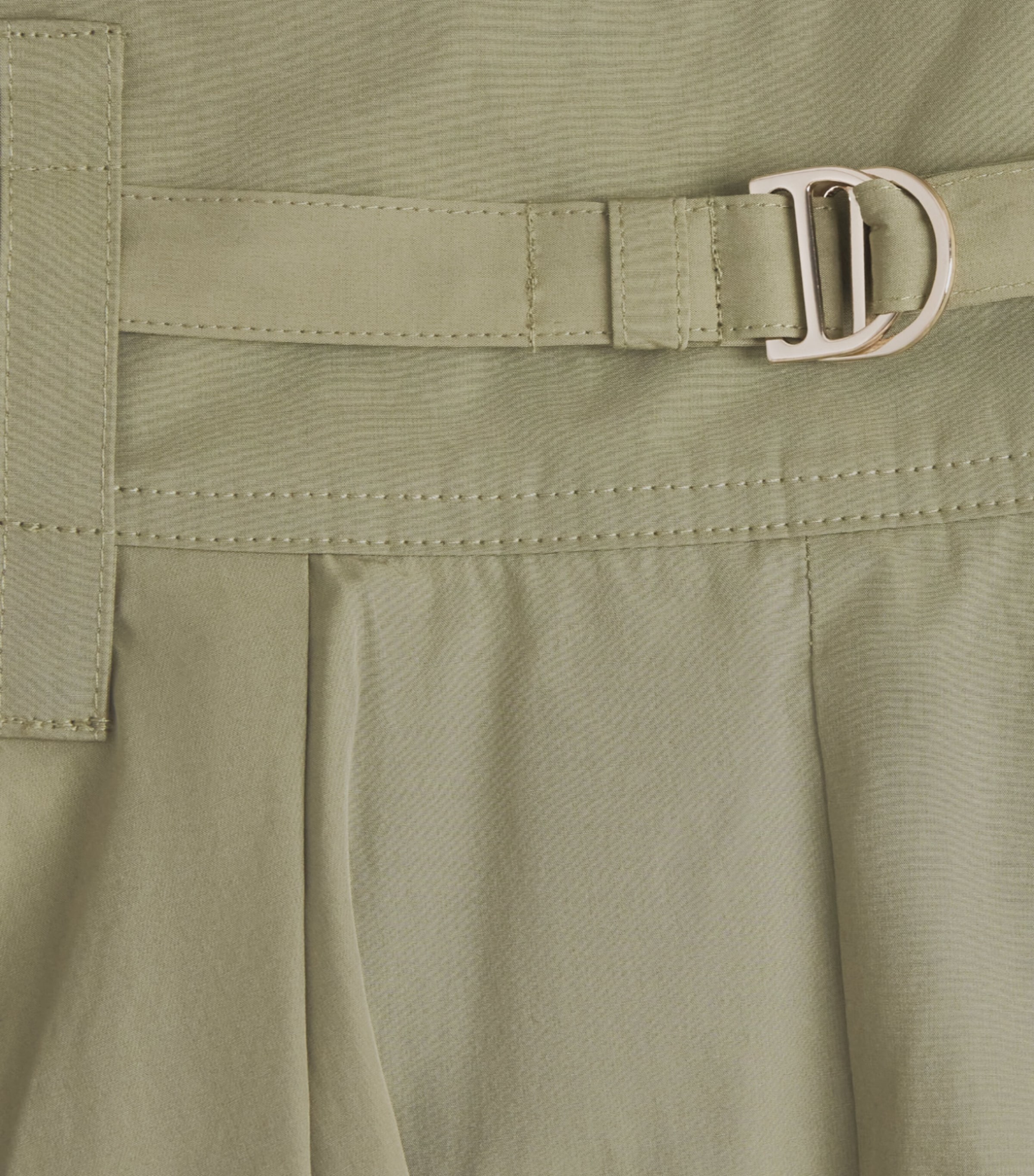 Maje Womens Pleated Belted Midi Skirt Khaki Image 6