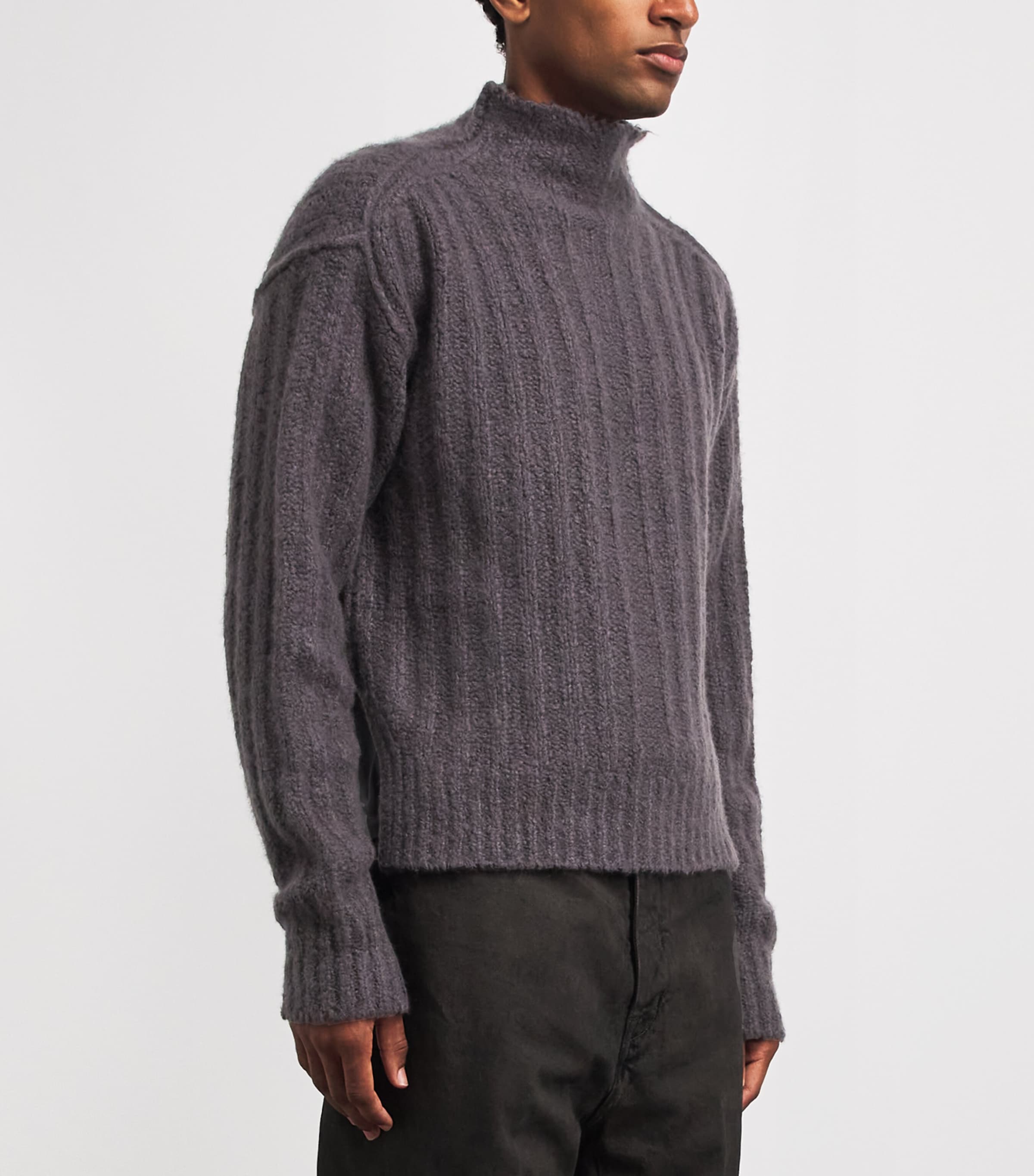 Rick Owens Mens Cashmere-Silk Funnel-Neck Sweater Drkdust Image 4