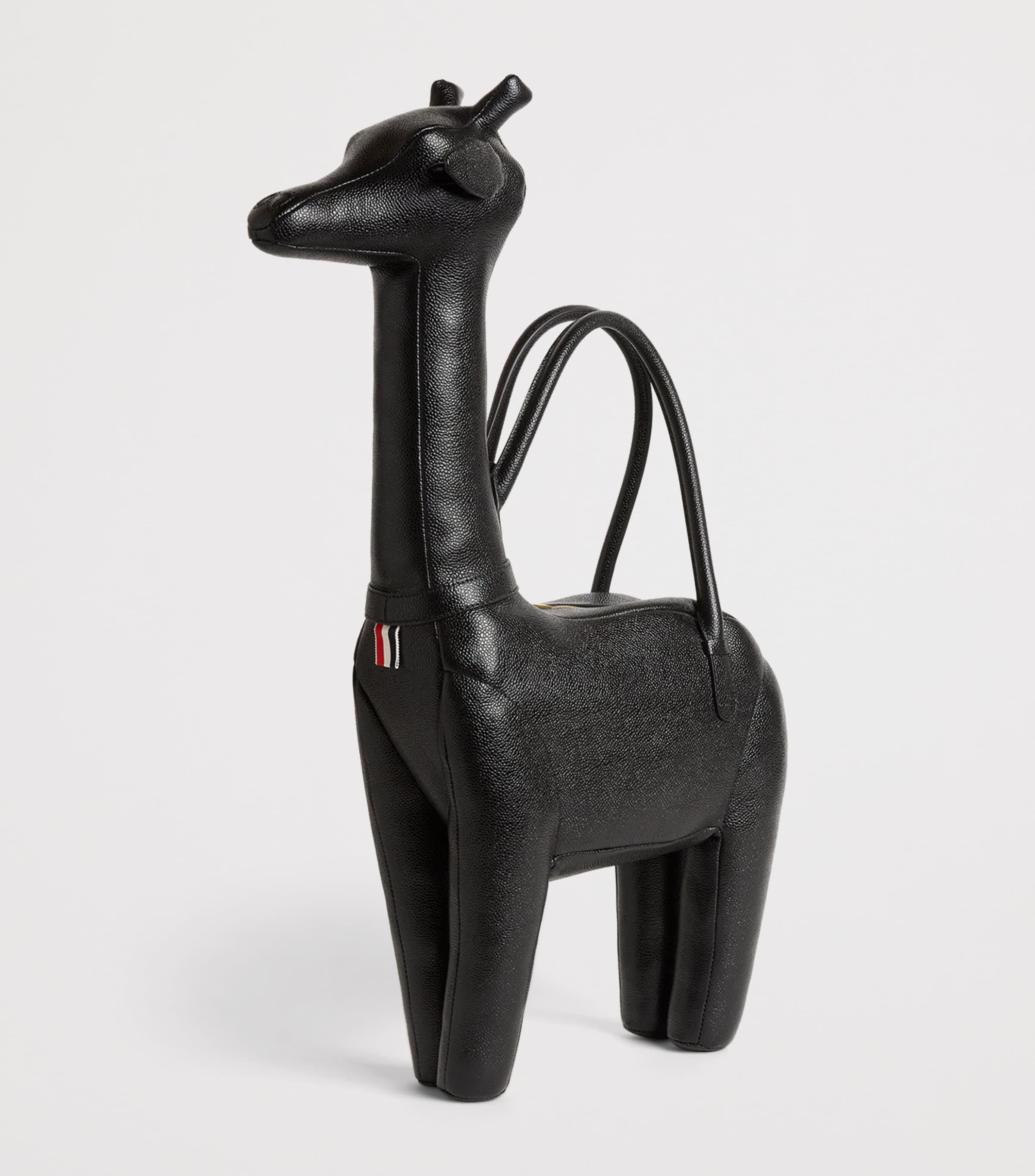 Leather Giraffe Top-Handle Bag BLACK Image 3