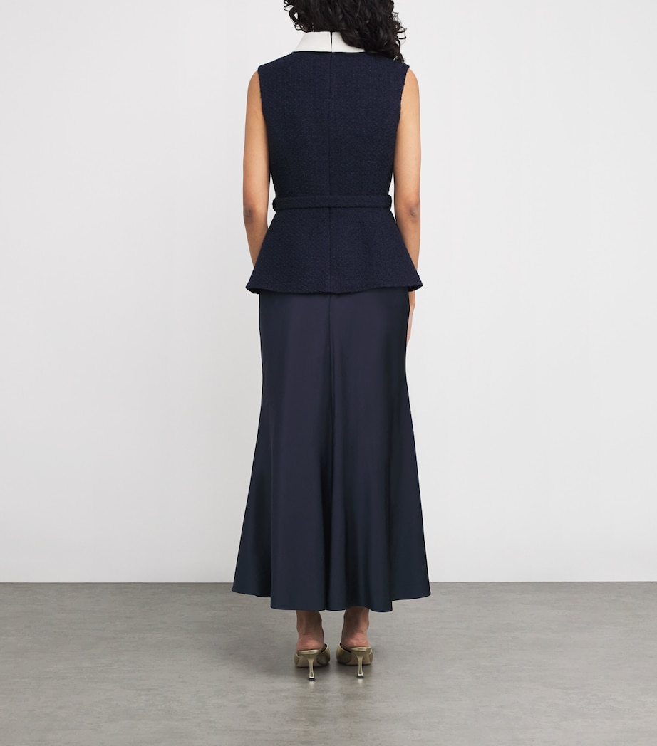 Bouclé-Satin Midi Dress BLUE Image 3