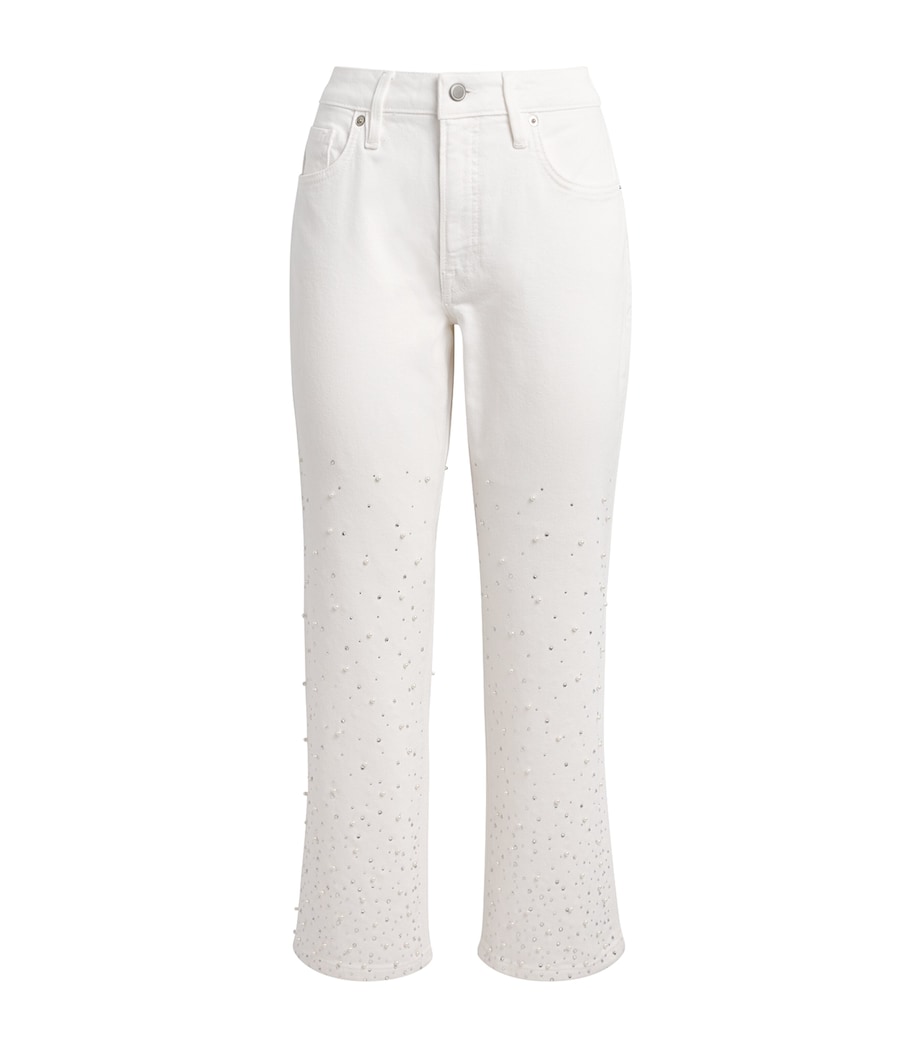 Good American Womens Embellished Good Icon Straight Jeans Image 1