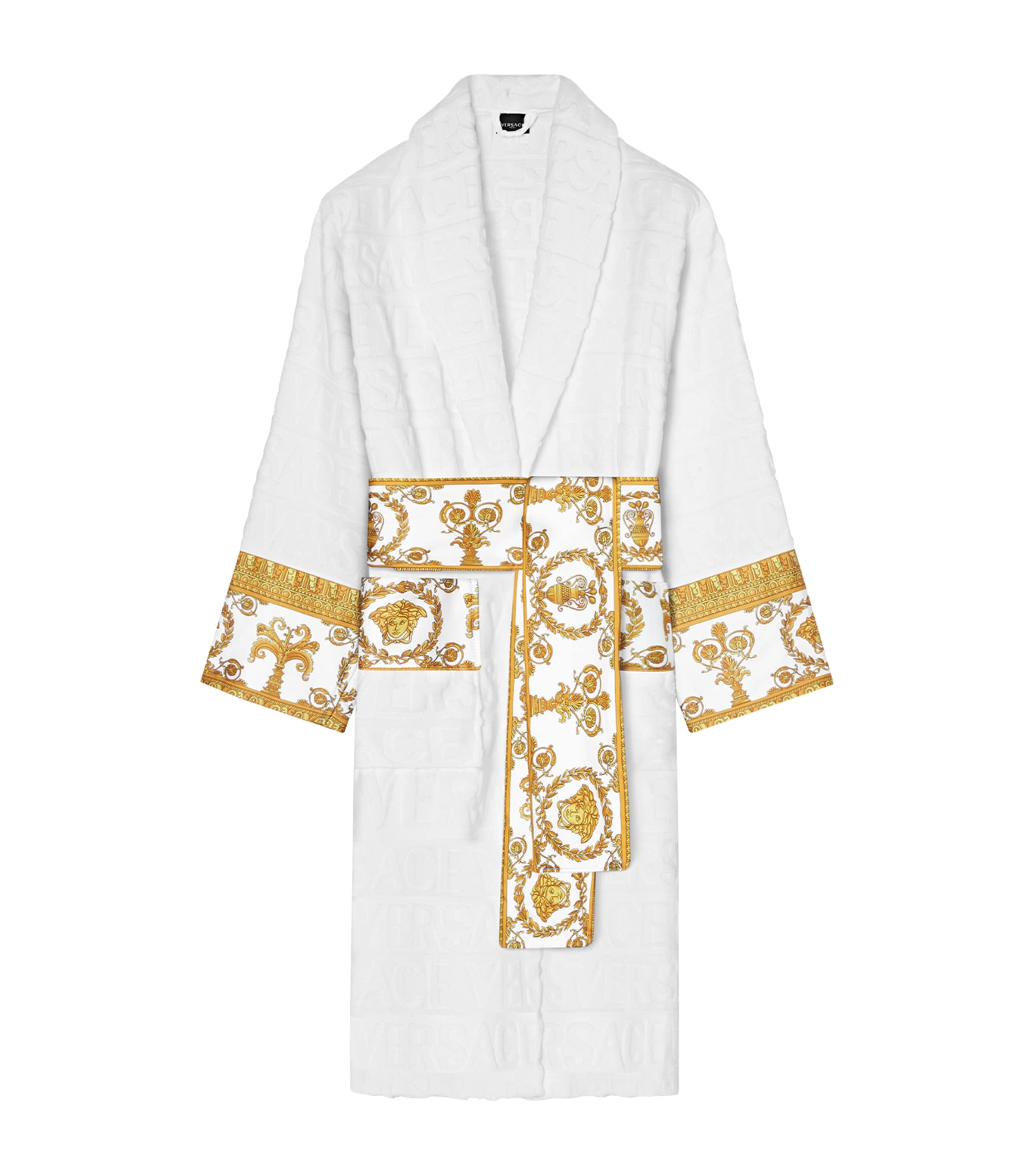 Versace White Cotton Baroque Robe | Harrods US