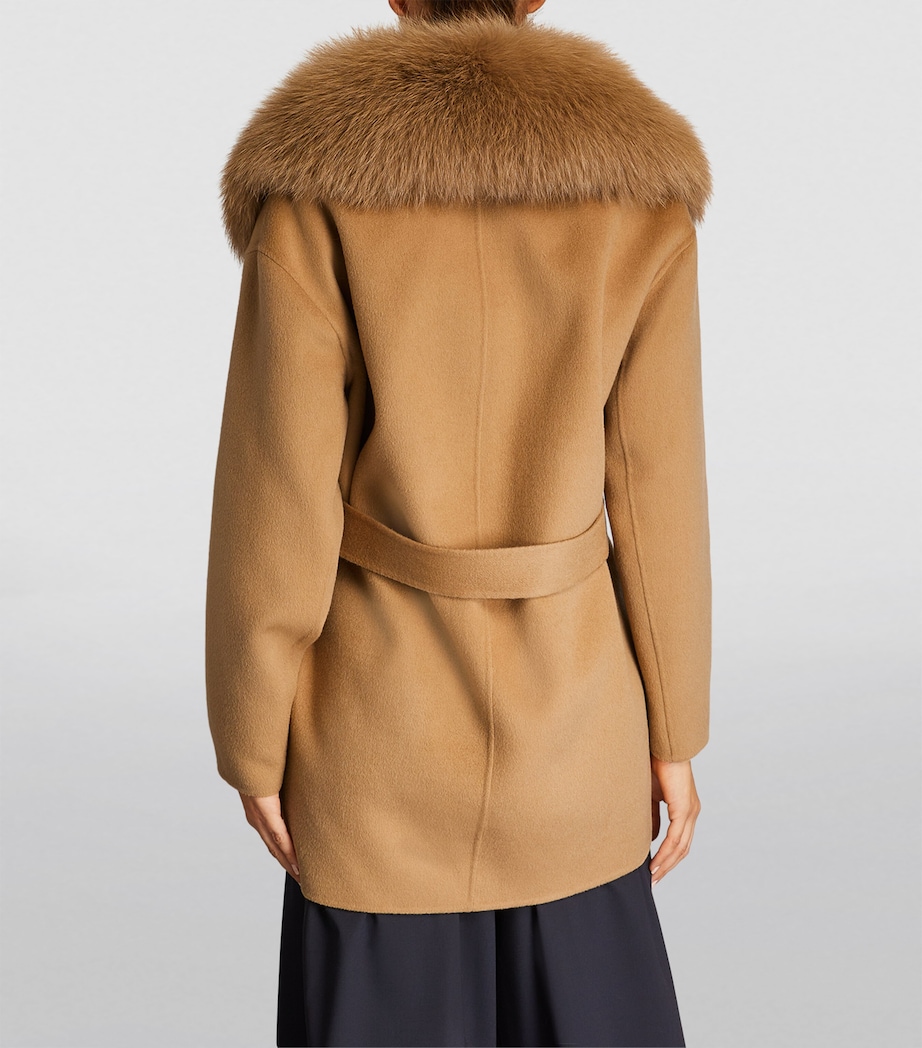 Wool-Cashmere Fur-Trim Coat A2198 Image 4