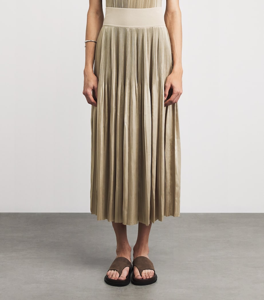 Joseph Womens Satin Pleated Rabat Midi Skirt Powder Image 4