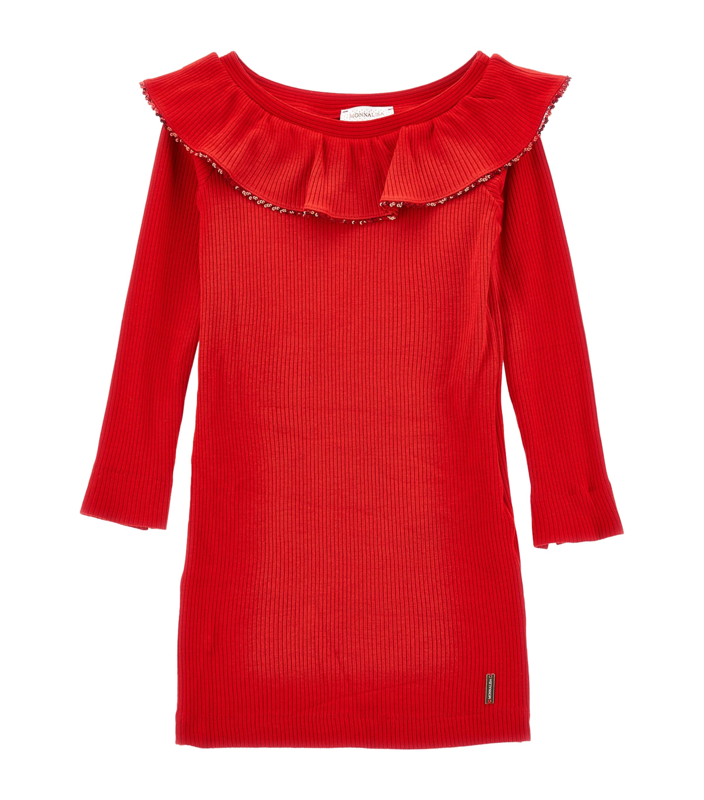 Monnalisa Ribbed-knit Dress In Red