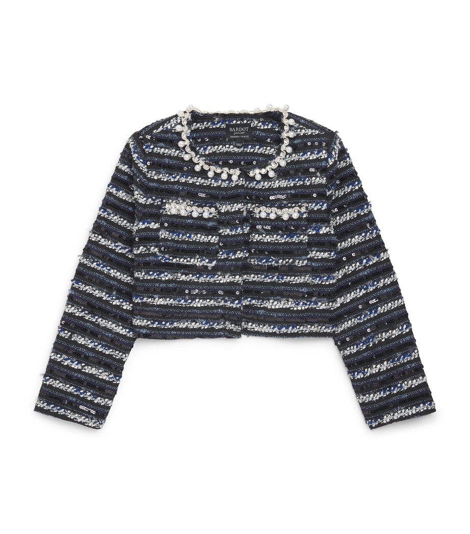 Bardot Junior Bouclé Embellished Lana Blazer (12-14 Years) Navy/black Image 1