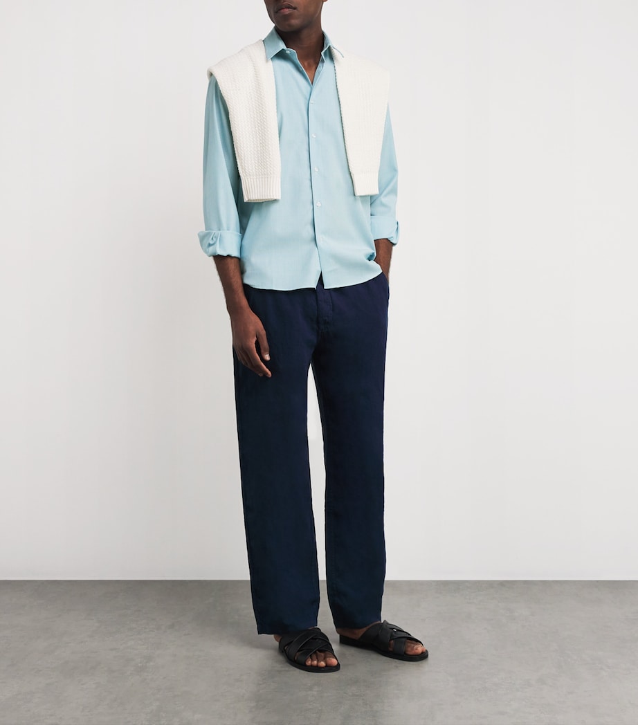 Wool-Blend Stripe Rayures Shirt 612-BLUE TOPAZ Image 2