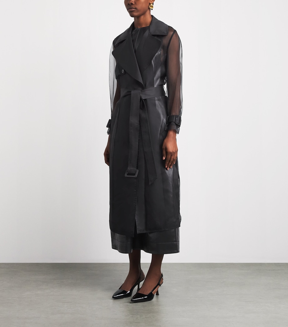 Alice+Olivia Womens Sheer Silvia Trench Coat Black Image 4