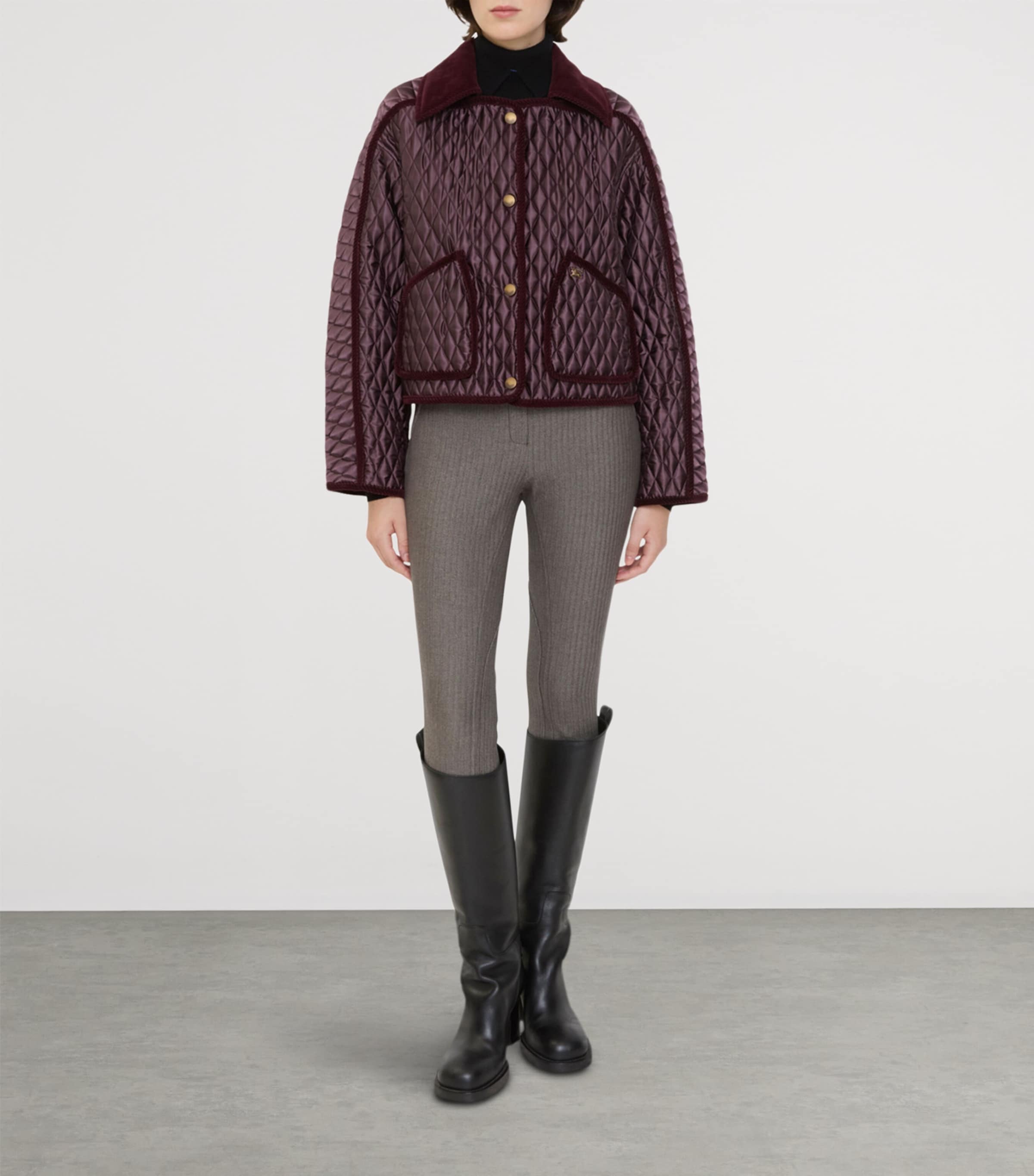 Quilted Cropped Floriston Jacket MAHOGANY Image 2