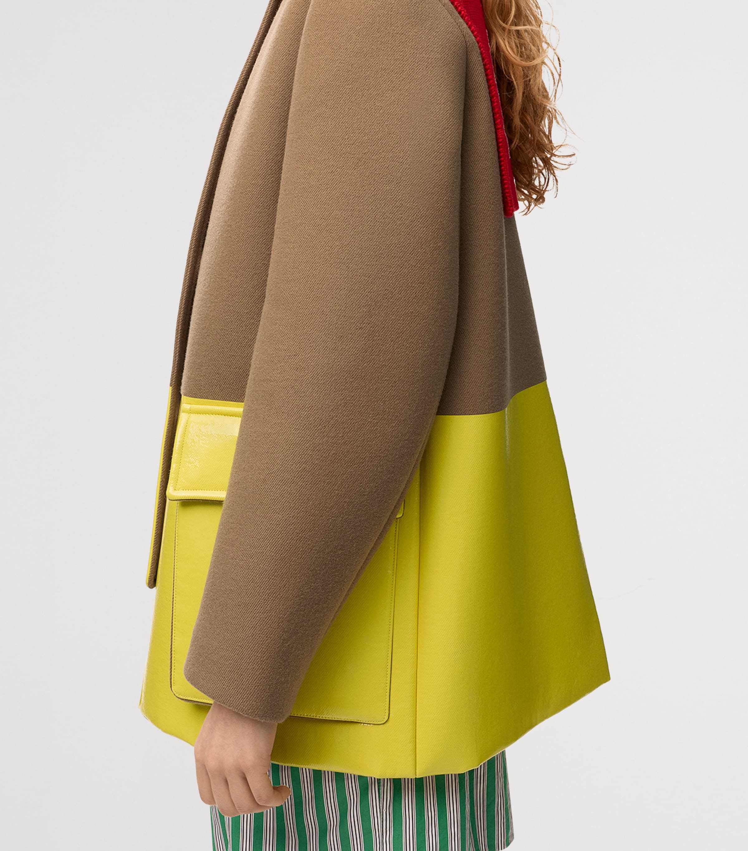 LOEWE Womens Wool-Blend Two-Tone Coat Camel Image 7