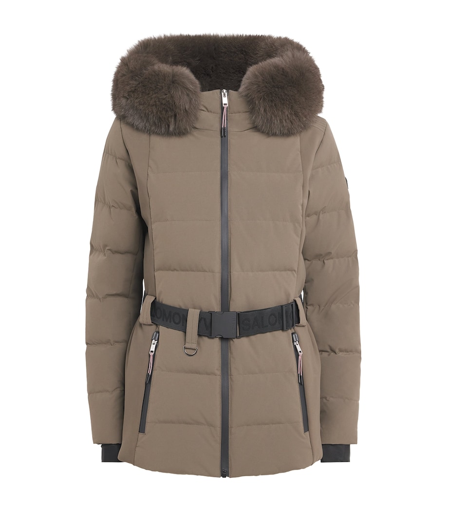 Down-Fox Fur Belted Ski Jacket A8207 Image 1