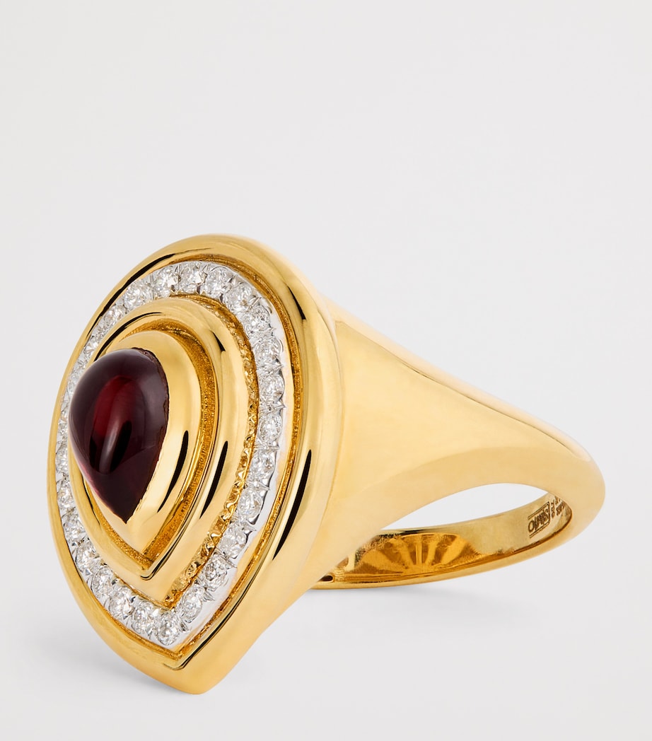 Yellow Gold, Garnet and Diamond Lot N*91 Mimette Drop Pinky Ring YELLOW GOLD Image 6