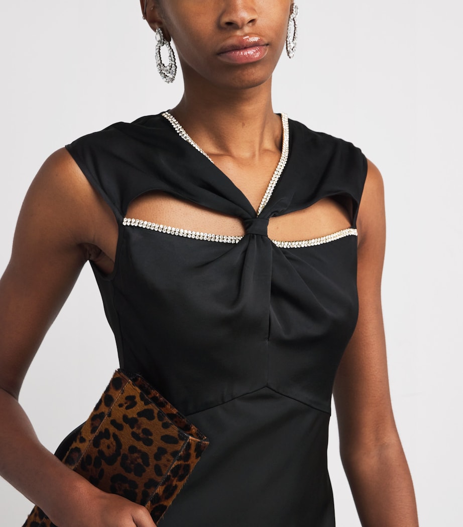 Crystal-Embellished Midi Dress BLACK Image 4