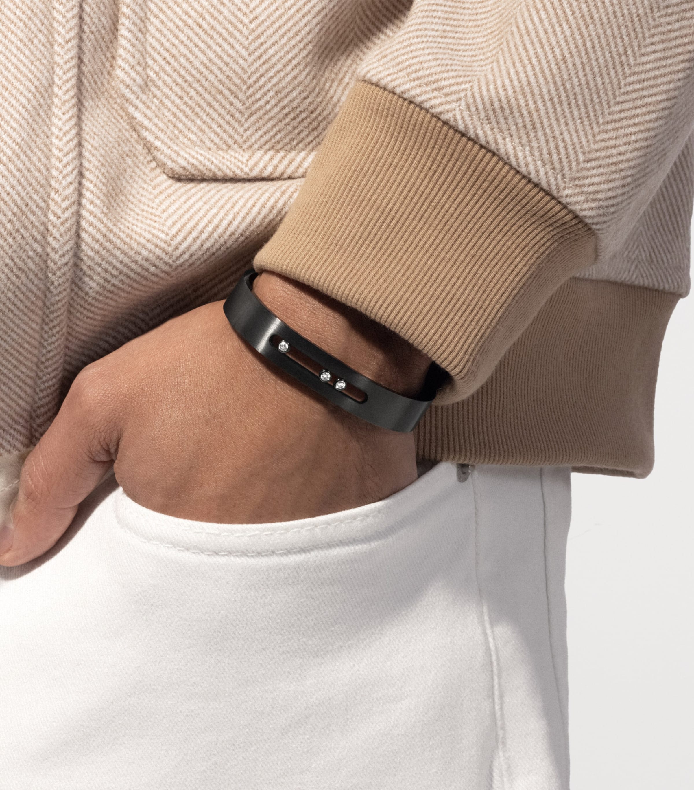Messika Move Titanium and Diamond Cuff Bracelet Titanium Grey Image 2
