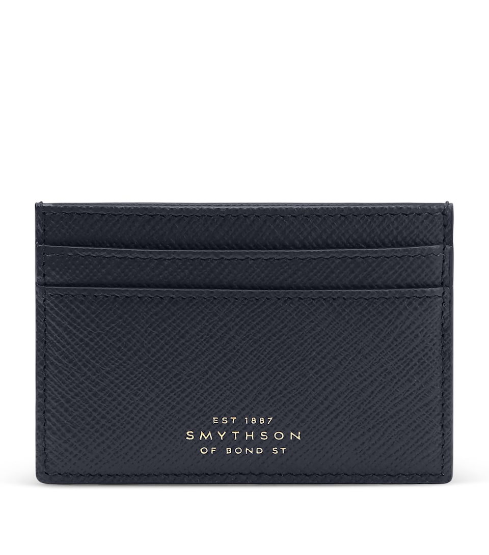 Smythson Panama Leather Card Holder Navy