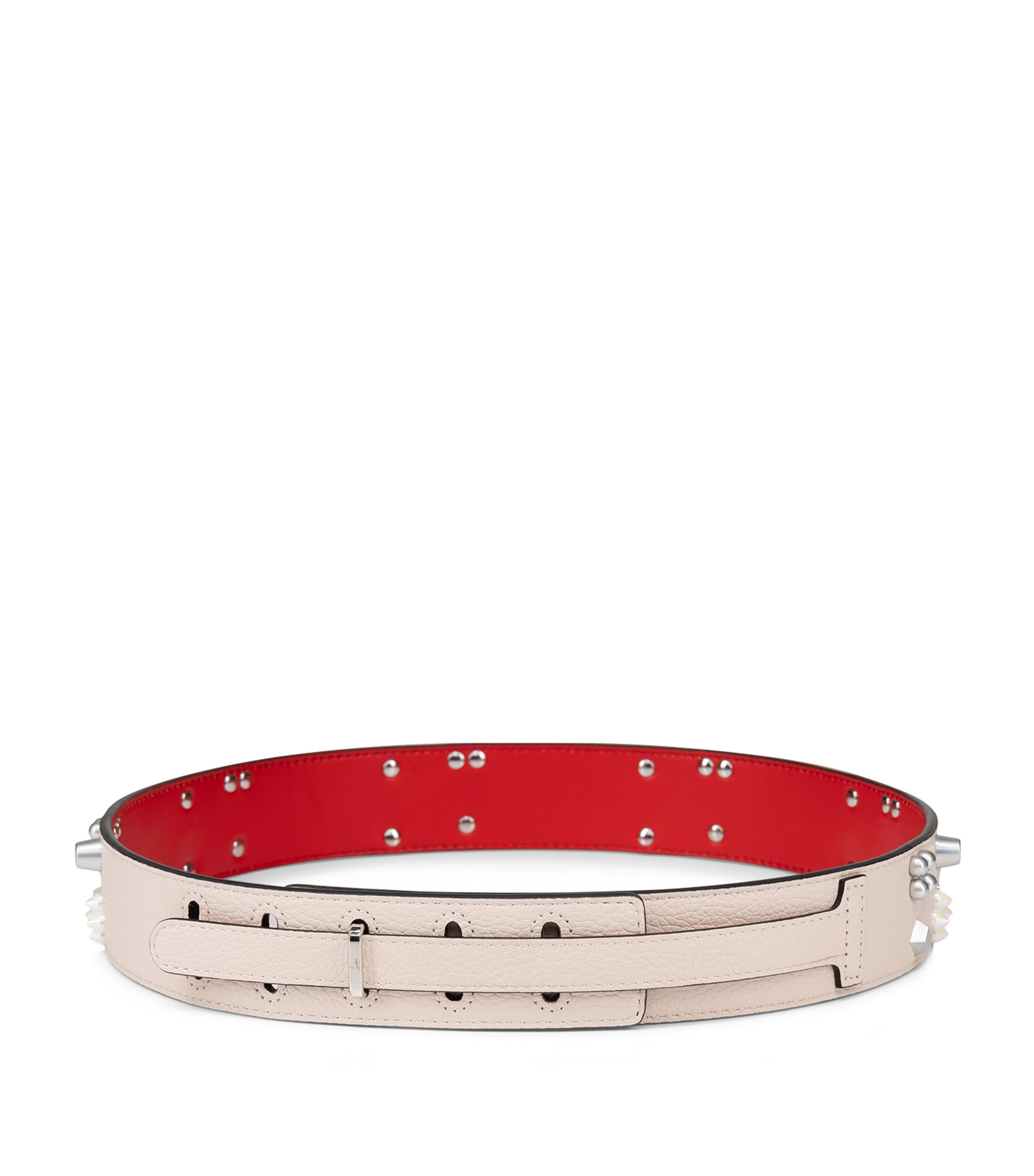 Shop Christian Louboutin Paloma Leather Belt In Beige