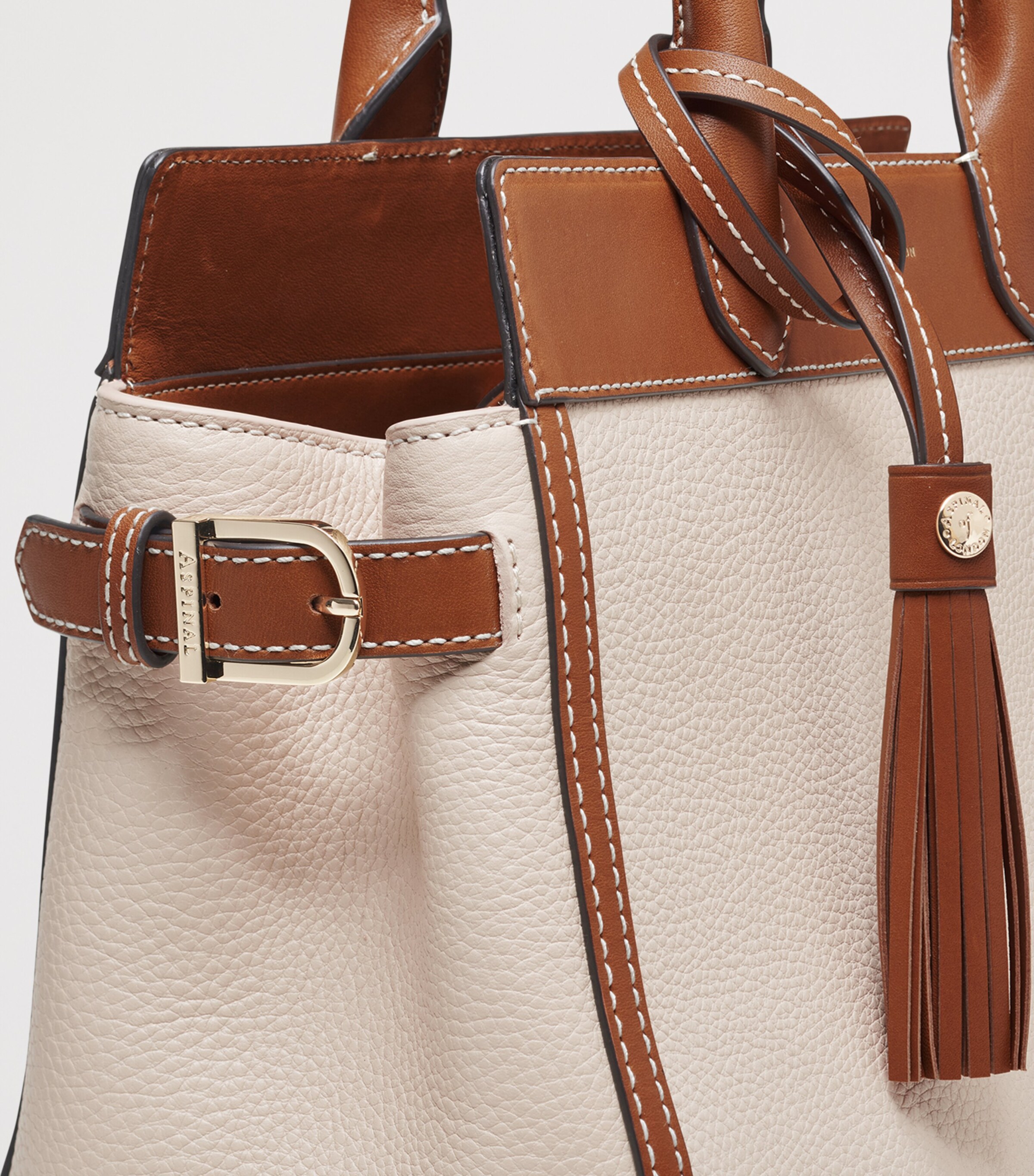 Aspinal Of London Leather Savannah Top-Handle Bag Neutral Image 6