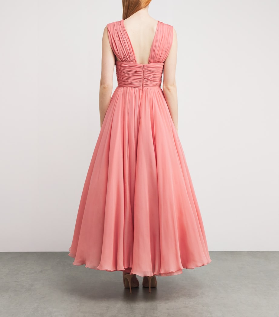 Silk Tulle Midi Dress 6701 CORAL Image 3