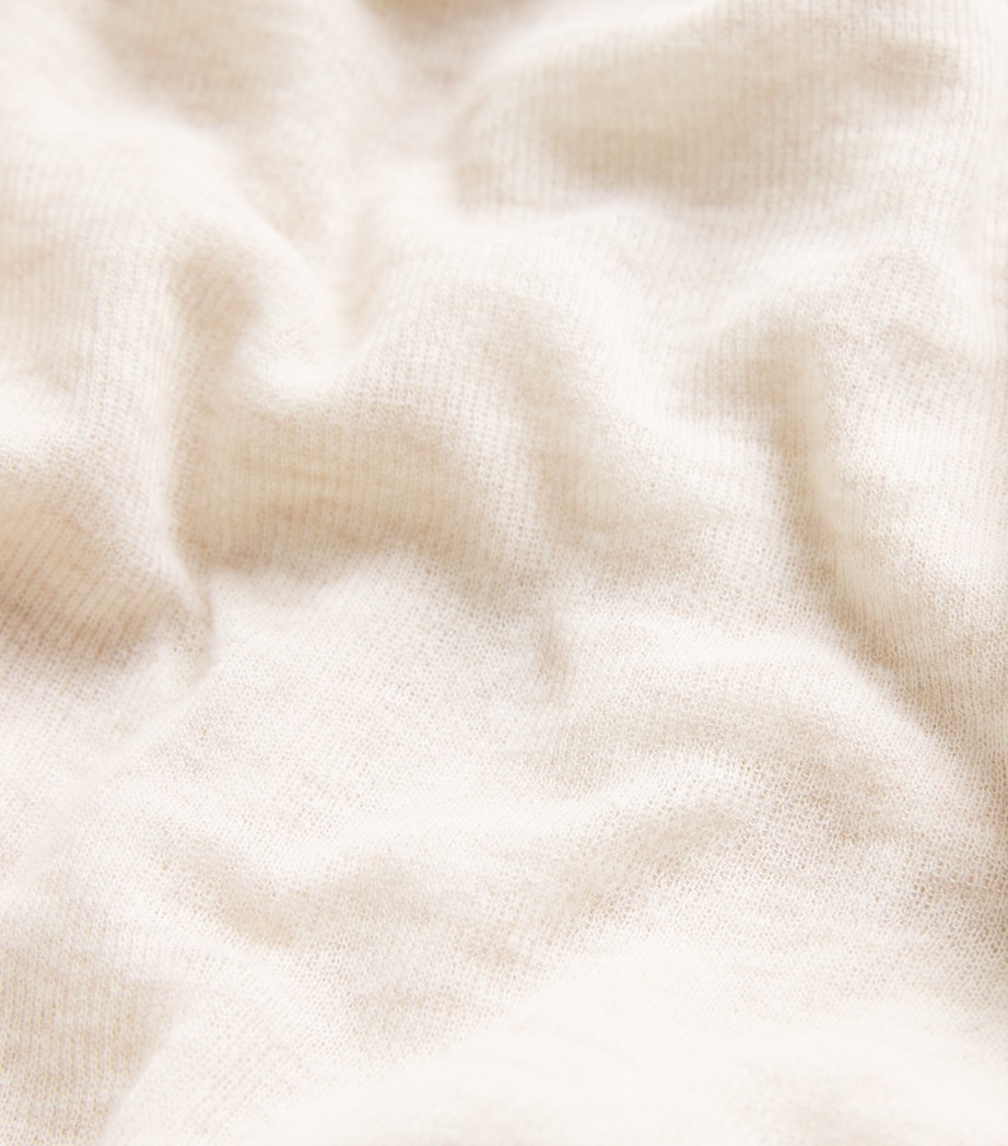 Cotton Sheer High-Neck Top OATMEAL Image 5