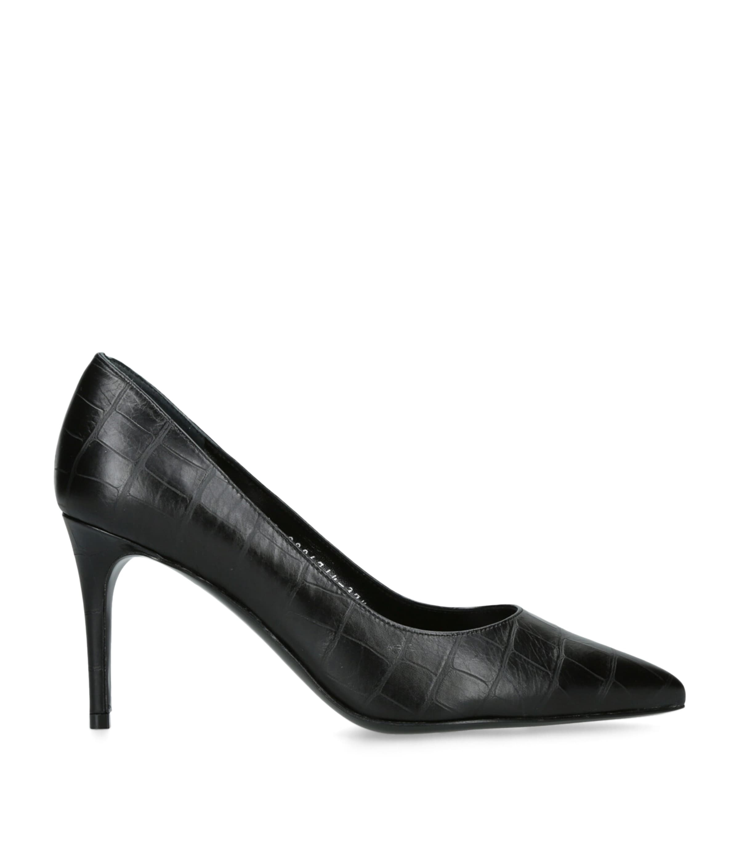 Gina Croc-embossed Leather Remi Pumps 85 In Black