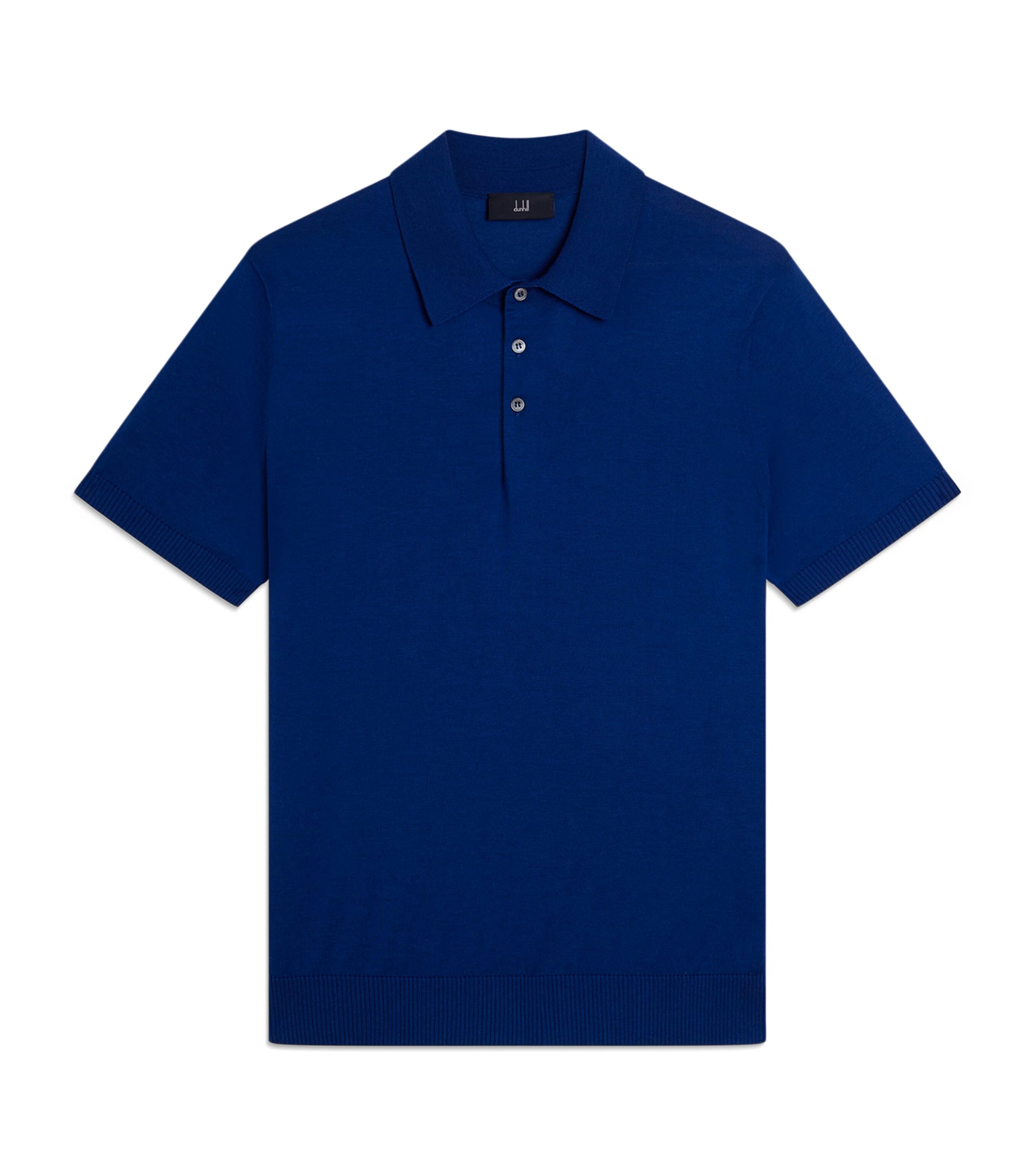 Dunhill Mens Cotton-Mulberry Silk Polo Shirt Blue Image 1
