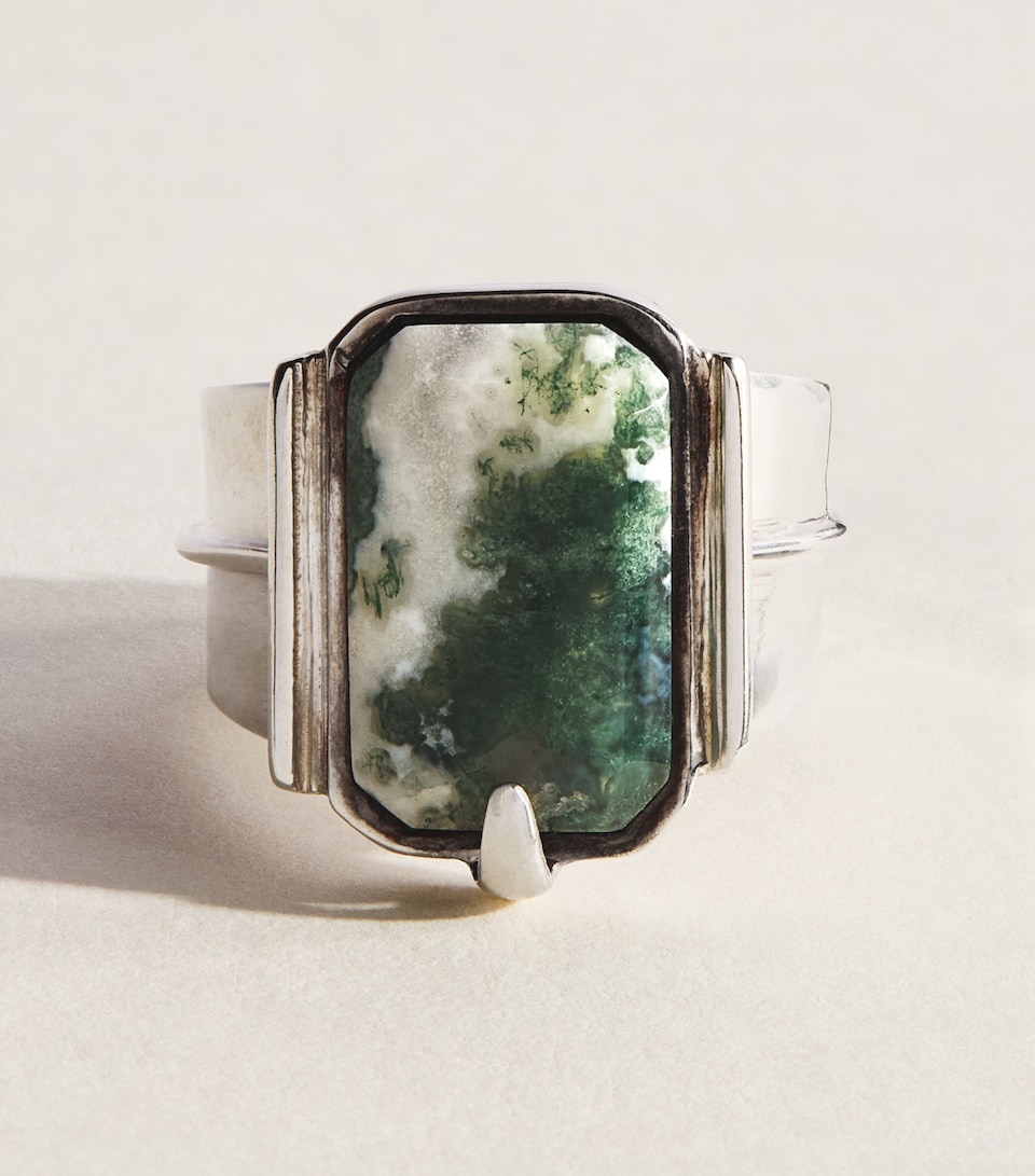 FYR Sterling Silver and Moss Agate Aida Ring Silver