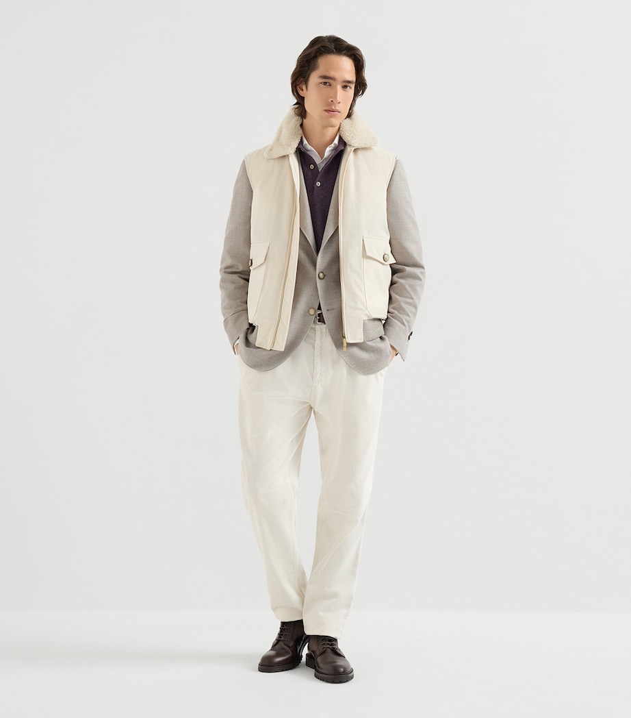 Brunello Cucinelli Mens Waxed Shearling-Collar Gilet Image 3