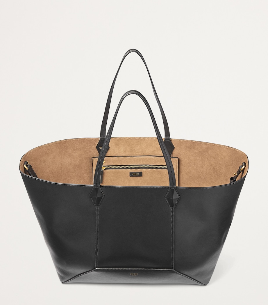 Diamond Large Leather Tote Bag BLACK Image 5