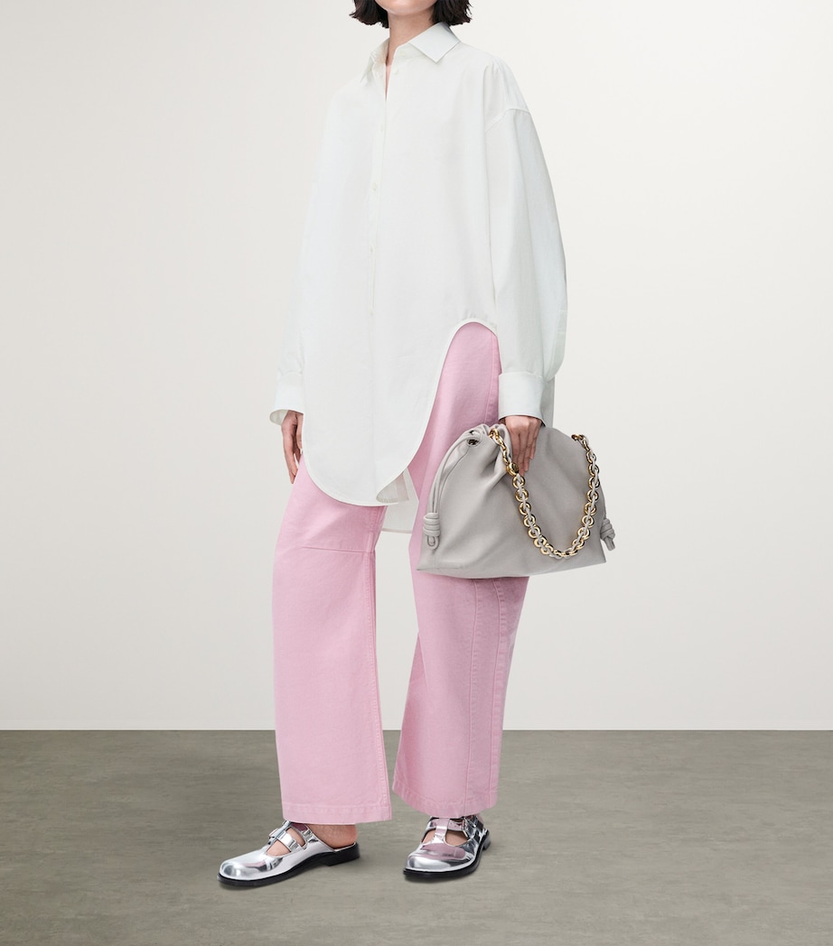 LOEWE Womens Asymmetric Longline Shirt White Image 2