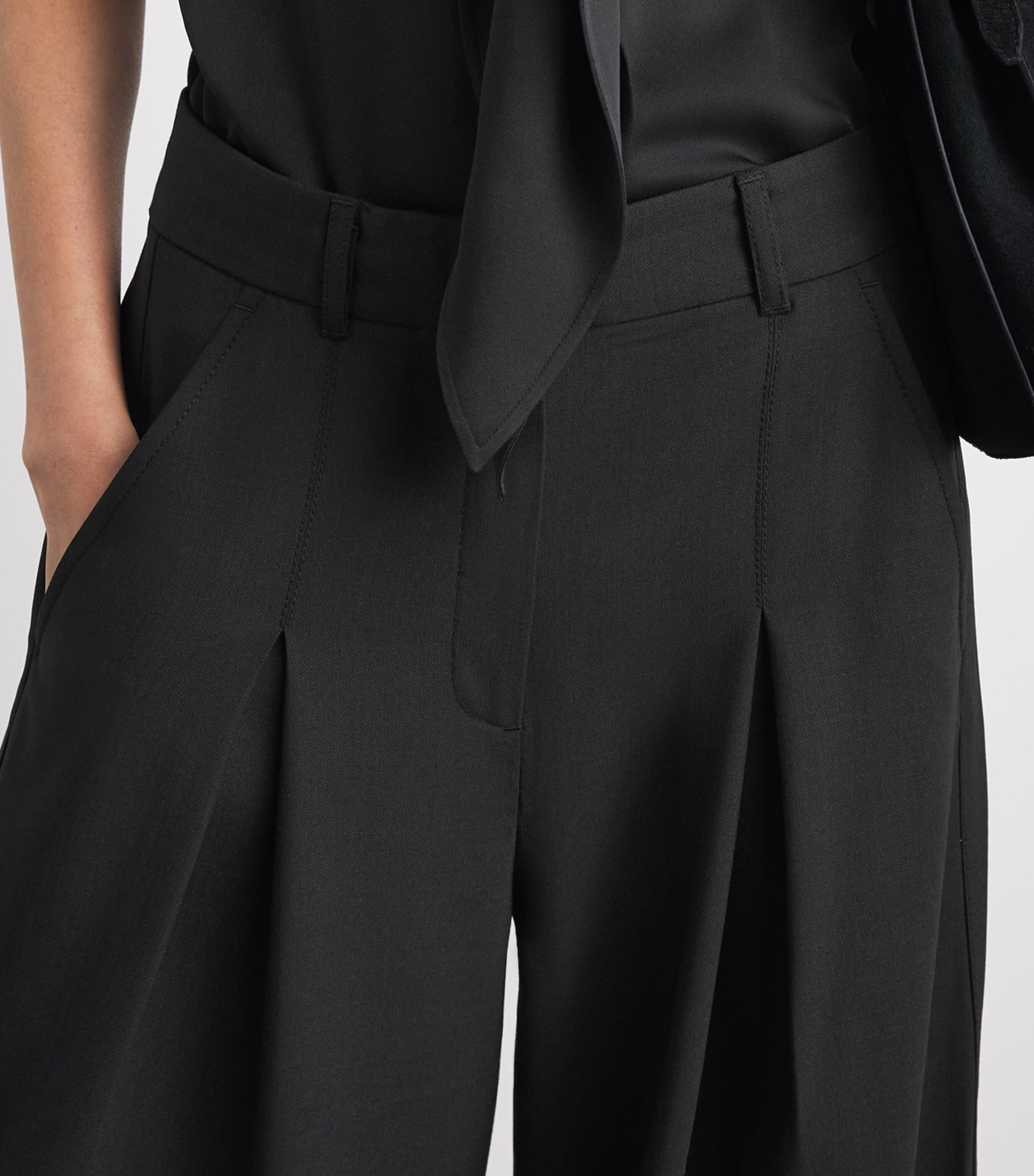 ME+EM Womens Pleated Wide Tailored Trousers Black Image 2