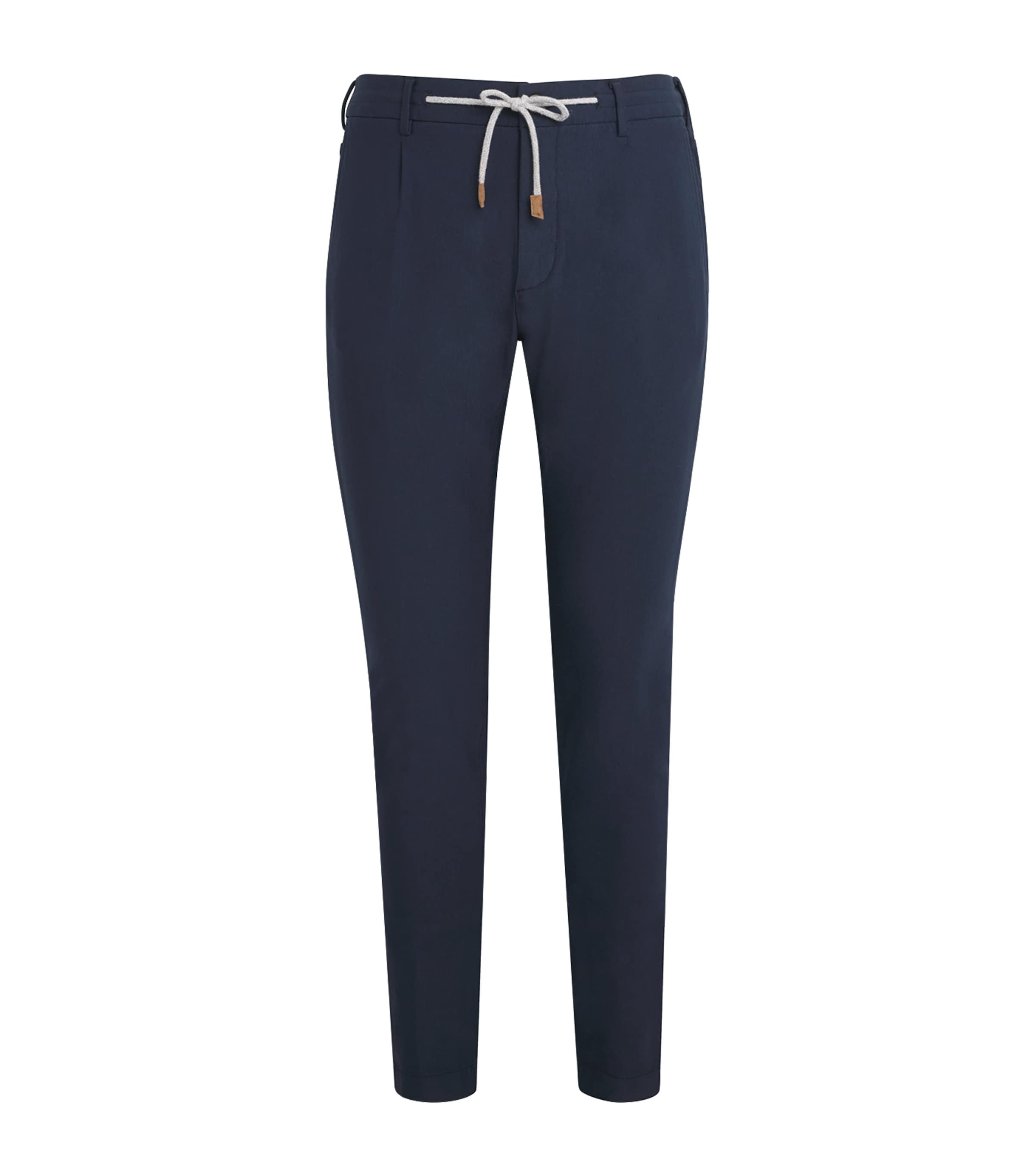 Eleventy Cotton-blend Drawstring Trousers In Blue