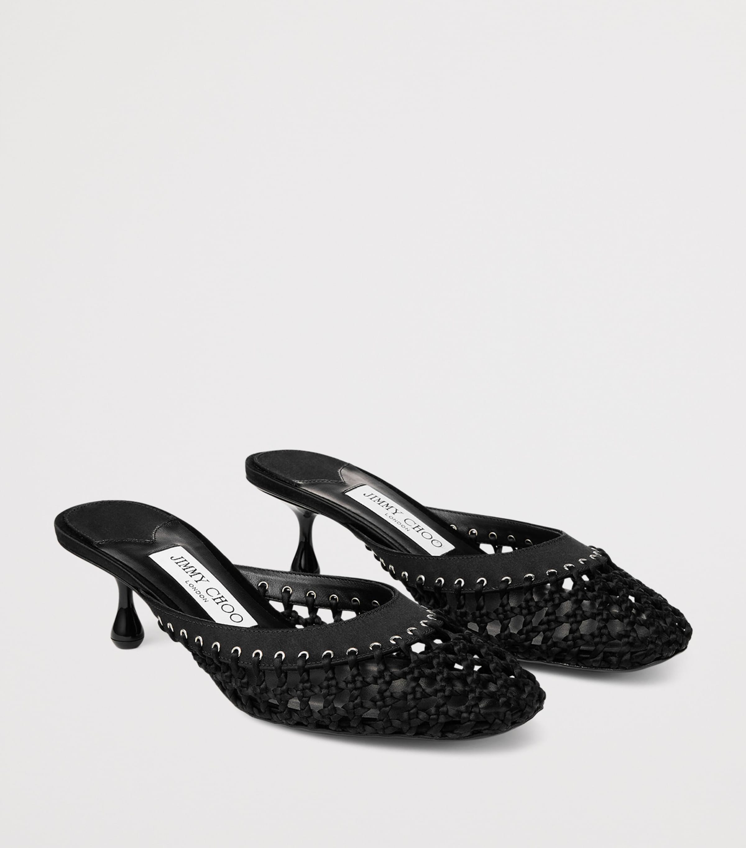 Pixie 50 Woven Mules BLACK Image 5