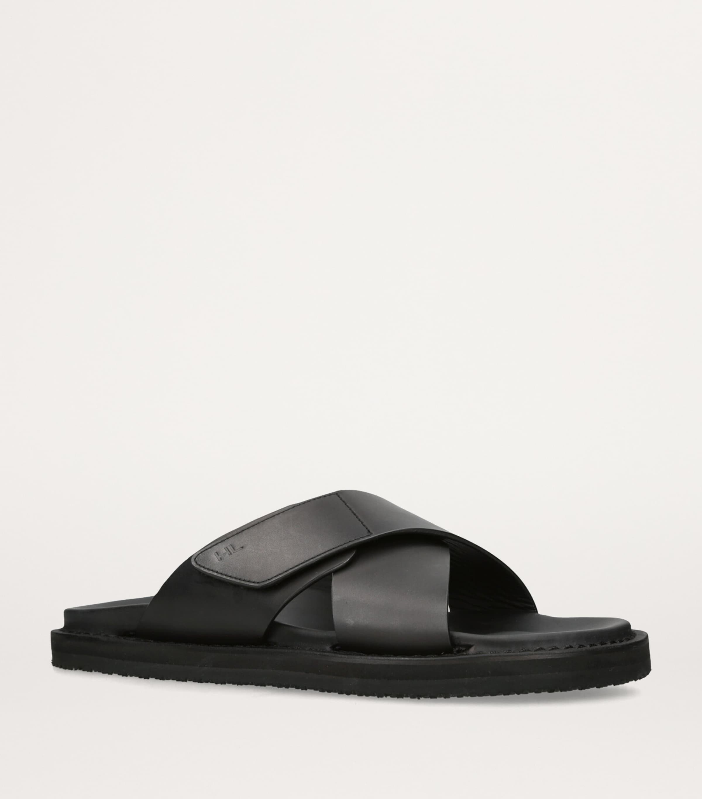 Leather Promenade Cross Sandals BLACK Image 3