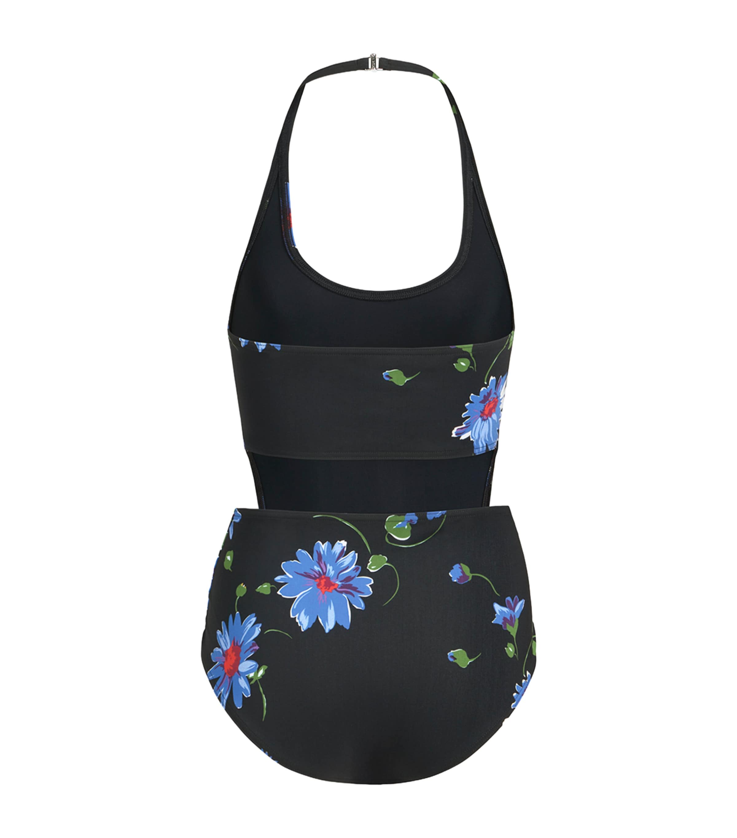 Alaïa Womens Floral Front Knot Swimsuit Black/blue Image 2