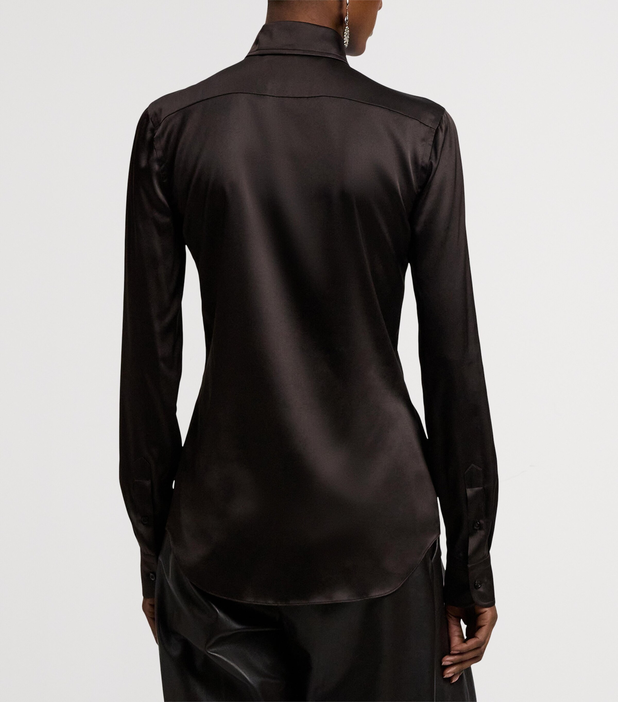 Ralph Lauren Collection Womens Silk-Blend Cameron Shirt Dark Brown Image 8
