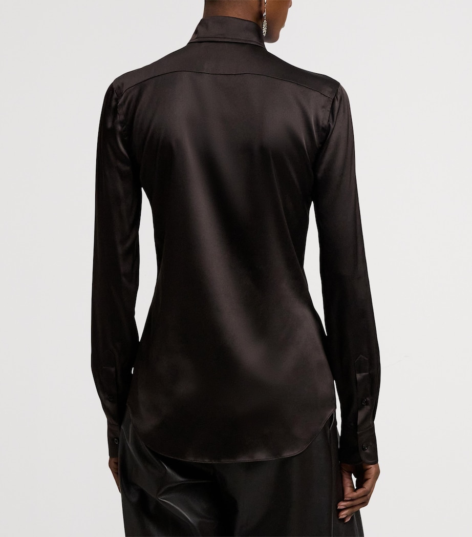 Silk-Blend Cameron Shirt DARK BROWN Image 8