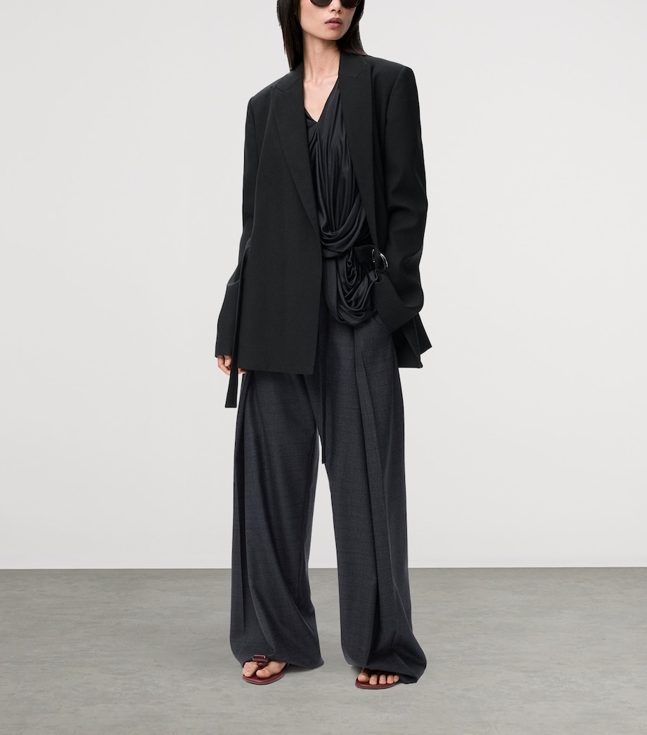 Wool Check Belted Trousers DARK GREY Image 2