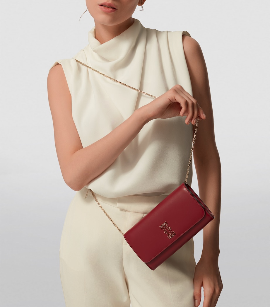 Leather C de Cartier Chain Wallet CHERRY Image 2