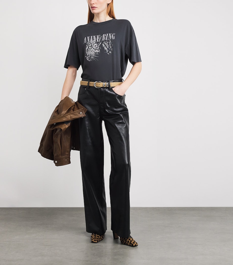 Leopard Print Cohen T-Shirt WASHED BLACK Image 2